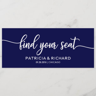 Navy Blue Wedding Seating Chart Title Kaart