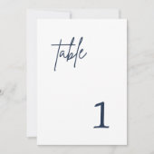 Navy Blue Wedding-tabelnummer Kaart (Voorkant)
