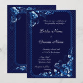 Navy Blue Wedding Uitnodiging (Voorkant / Achterkant)