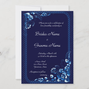 Navy Blue Wedding Uitnodiging