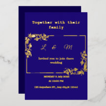 Navy Blue Wedding Uitnodiging