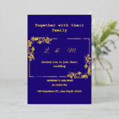 Navy Blue Wedding Uitnodiging (Staand Voorkant)