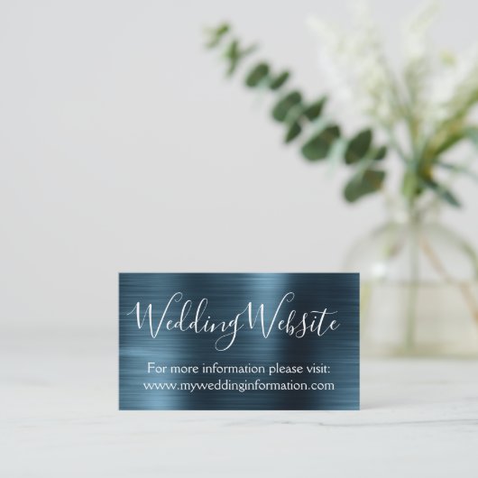 Navy Blue Wedding Website Kaart Insert (Staand voorkant)