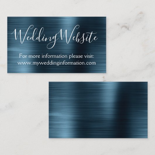 Navy Blue Wedding Website Kaart Insert (Voorkant / Achterkant)
