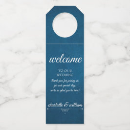 Navy Blue Wedding Welcome Bottle Hanger Label