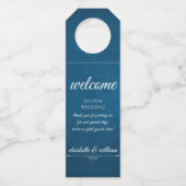 Navy Blue Wedding Welcome Bottle Hanger Label (Voorkant)