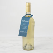 Navy Blue Wedding Welcome Bottle Hanger Label (Schuin)