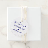 Navy Blue Wedding Welcome Gift Label voor hotelgas (In situ)