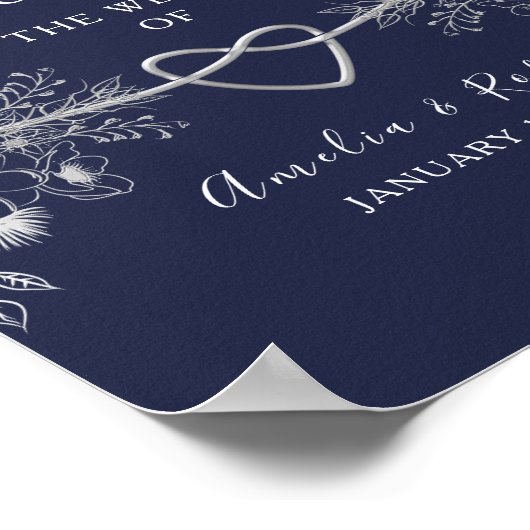 Navy Blue Wedding Welcome Poster (Hoek)