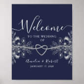 Navy Blue Wedding Welcome Poster (Voorkant)