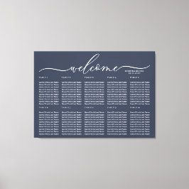 Navy Blue Wedding Welcome Seing Table Numbers Canvas Afdruk