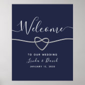 Navy Blue Wedding Welkom Poster (Voorkant)