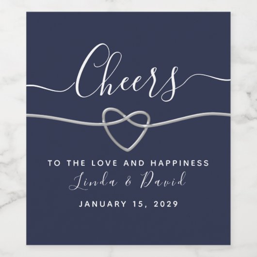 Navy Blue Wedding Wijn Etiket (Enkel label)