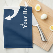 Navy Blue Welkom aan boord van de boot Naam Nautis Theedoek (Quarter Fold)