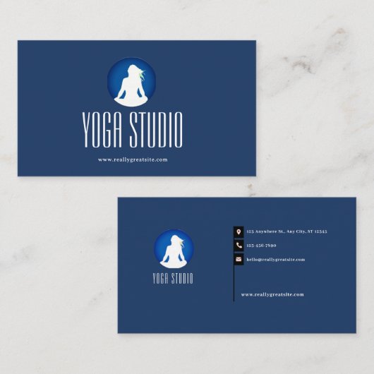 Navy Blue Wellness Yoga Studio Visitekaartje (Voorkant / Achterkant)