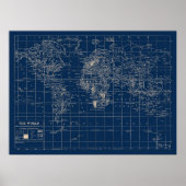 Navy Blue Wereldkaart Poster (Voorkant)