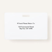 Navy Blue Werknemersnaam Logo Foto Zakelijk werk Badge (Achterkant)