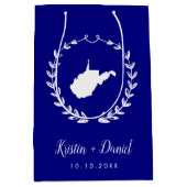 Navy Blue West Virginia Map Wedding Welcome Swag Medium Cadeauzakje (Voorkant)