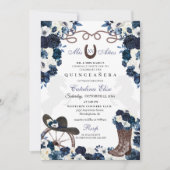 Navy Blue Western Charra Boots Quinceanera Kaart (Voorkant)