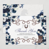 Navy Blue Western Horse Quinceanera Hartelijk dank Bedankkaart (Voorkant / Achterkant)