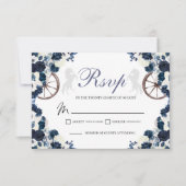 Navy Blue Western Quinceanera RSVP-kaart RSVP Kaartje (Voorkant)