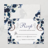 Navy Blue Western Quinceanera RSVP-kaart RSVP Kaartje (Voorkant / Achterkant)