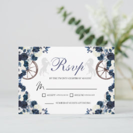Navy Blue Western Quinceanera RSVP-kaart RSVP Kaartje