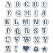 Navy Blue Western Theme Letters Alphabet Monogram Sticker (Voorkant)