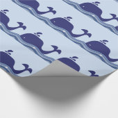 Navy Blue Whale Baby shower Cadeaupapier (Hoek)