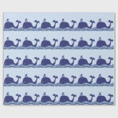 Navy Blue Whale Baby shower Cadeaupapier (Vlak)