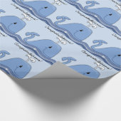 Navy Blue Whale Baby shower Cadeaupapier (Hoek)