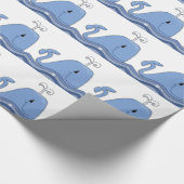 Navy Blue Whale Baby shower Cadeaupapier (Hoek)