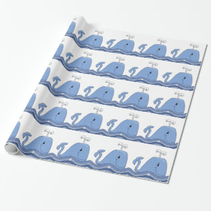 Navy Blue Whale Baby shower Cadeaupapier