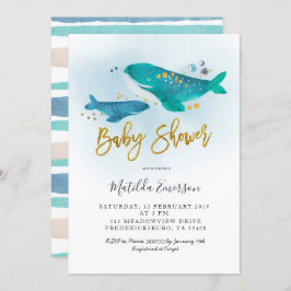 Navy Blue Whale Baby shower Invitation Kaart
