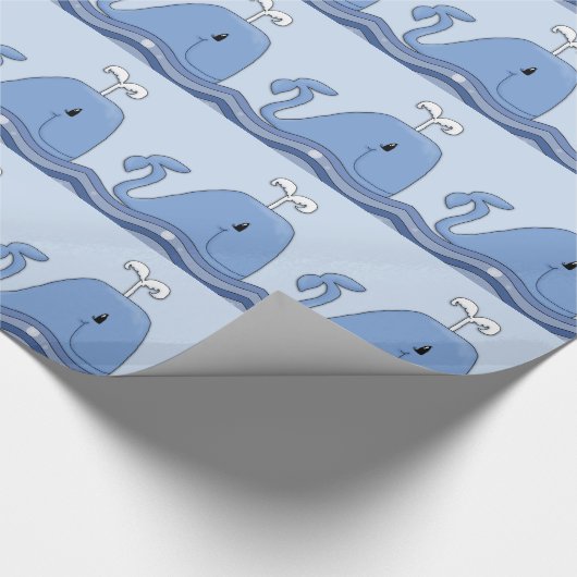 Navy Blue Whale Cadeaupapier (Hoek)