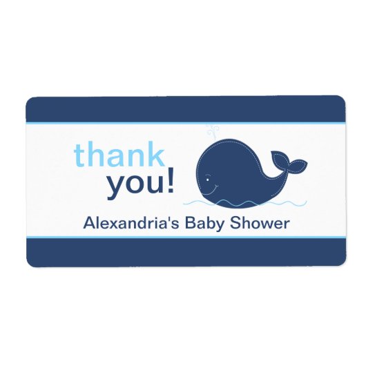 Navy Blue Whale Gepersonaliseerd Sticker (Voorkant)
