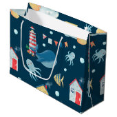 Navy Blue Whale Groot Cadeauzakje (Voorkant Gekanteld)