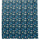Navy Blue Whale Nautical Douchegordijn (Voorkant)