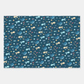 Navy Blue Whale Nautical Inpakpapier Vel (Voorkant 2)