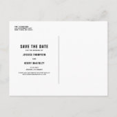 Navy Blue Whimsical Lettered Photo Save the Date Aankondigingskaart (Achterkant)