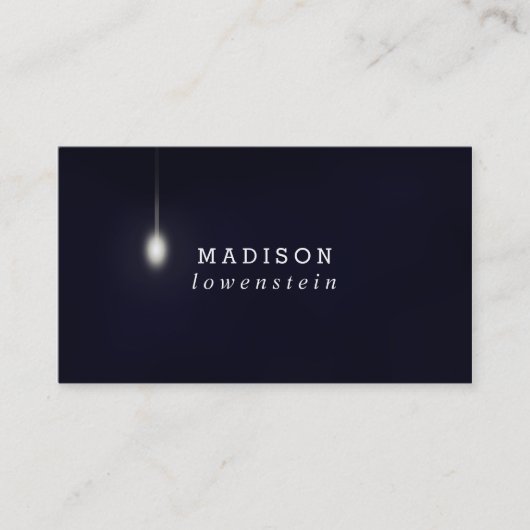 Navy Blue Whimsical Light Bulb Modern Visitekaartje (Voorkant)