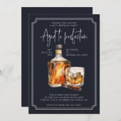 Navy Blue Whiskey Fles Verjaardag Uitnodiging (Voorkant / Achterkant)