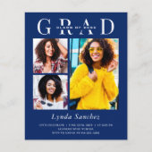 Navy Blue White 3 Photo Graduation Invitations (Voorkant)