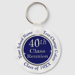Navy Blue, White 40th Class Reunion Gift Bag Ideas Sleutelhanger