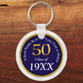 Navy Blue, White, 50 jaar KlasseReunion Souvenirs Sleutelhanger (Voorkant)