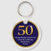 Navy Blue, White, 50 jaar KlasseReunion Souvenirs Sleutelhanger (Achterkant)
