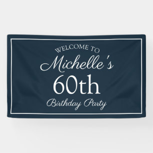 Navy Blue White 60th Birthday Party Spandoek