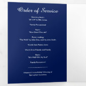 Navy Blue & White 6-pagina Trifold Uitvaart Progra Drieluik Programma (Binnenzijde eerst)