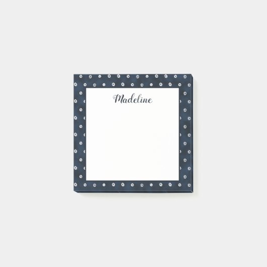 Navy Blue White Abstracte Stippen Gepersonaliseerd Post-it® Notes (Voorkant)