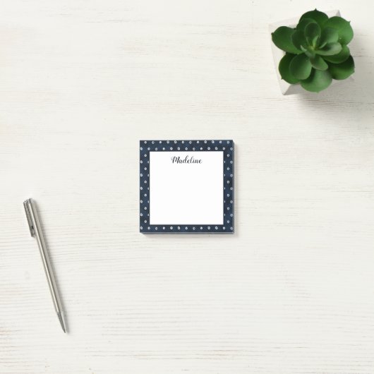 Navy Blue White Abstracte Stippen Gepersonaliseerd Post-it® Notes (Kantoor)